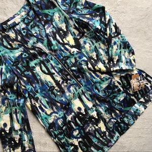 NWT RACHEL Rachel Roy Urban Art Graffiti Print Split Neck Zipper Top Small Sz S